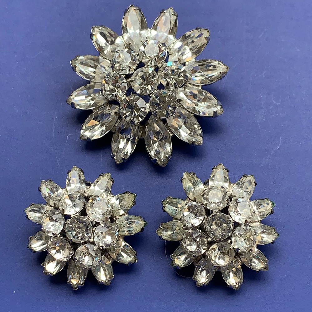 Rhinestone Brooch and Earrings Set